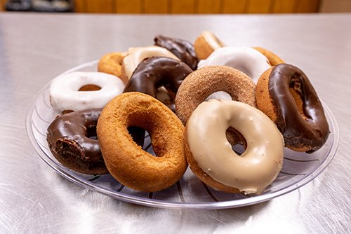 display assortment of fresh baked donuts